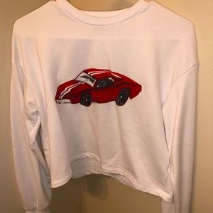 White cropped crew neck sweatshirt